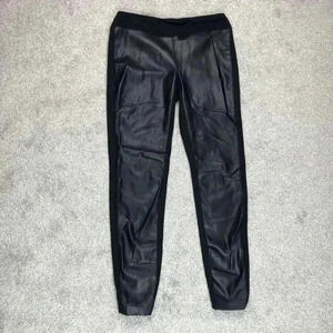Soma Leggings Sz S Black Smoothing Faux Leather Ponte